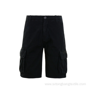 Fashion Style Knee Length Black Cotton Cargo Shorts